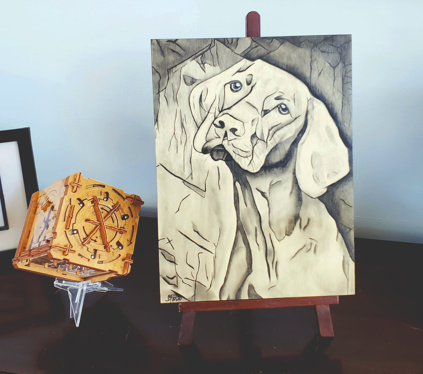 Custom Hand-Stained on Wood Pet Portrait