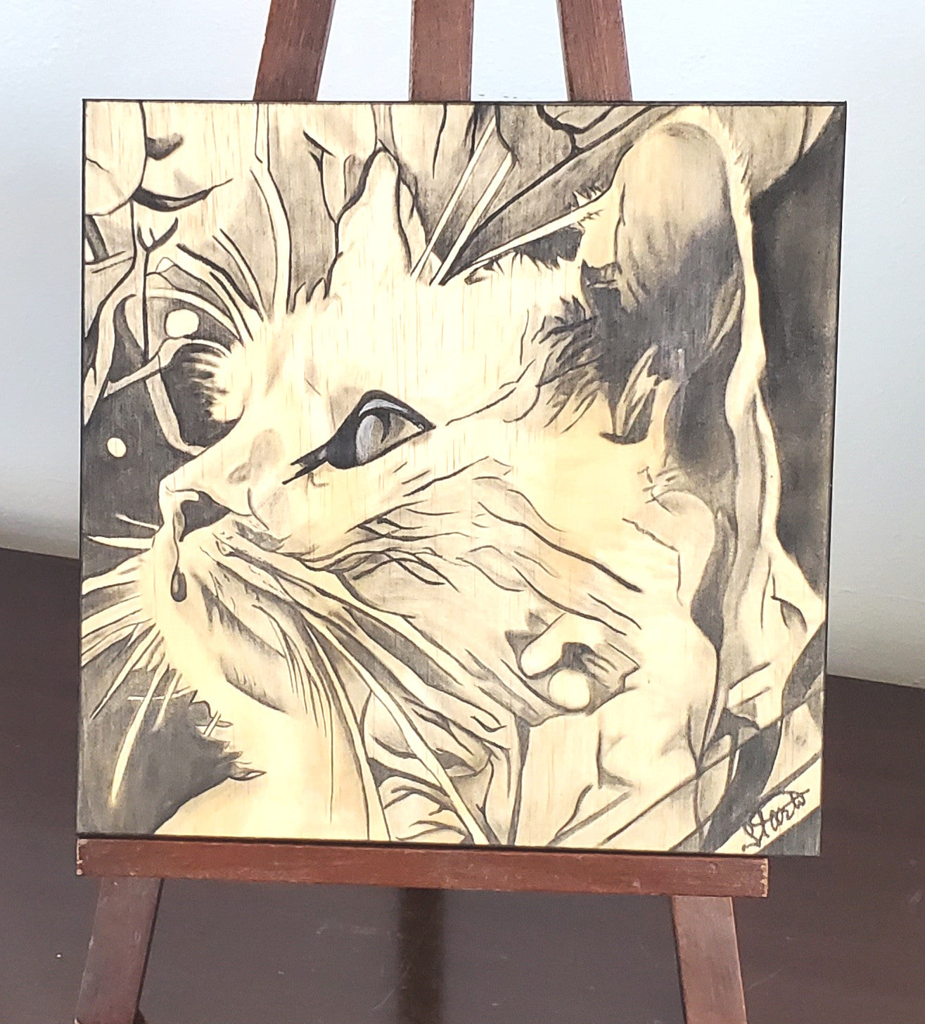 Custom Hand-Stained on Wood Pet Portrait