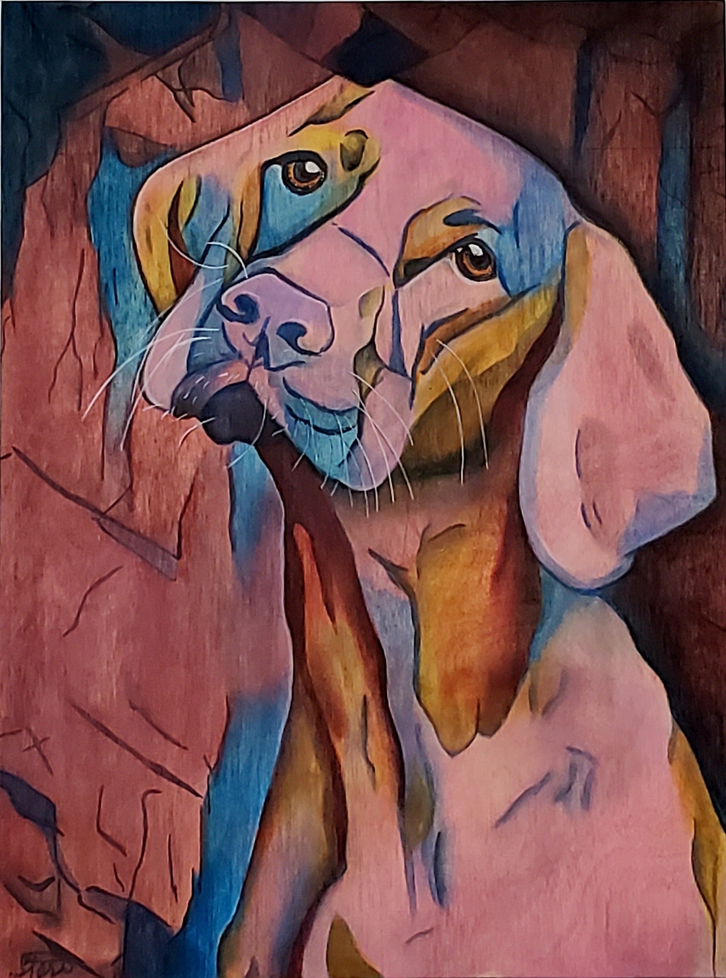 Custom Hand-Stained on Wood Pet Portrait