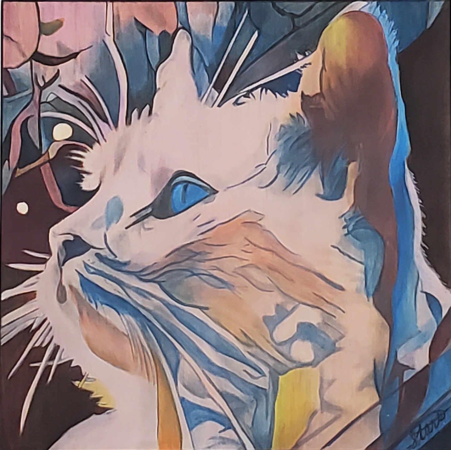 Custom Hand-Stained on Wood Pet Portrait