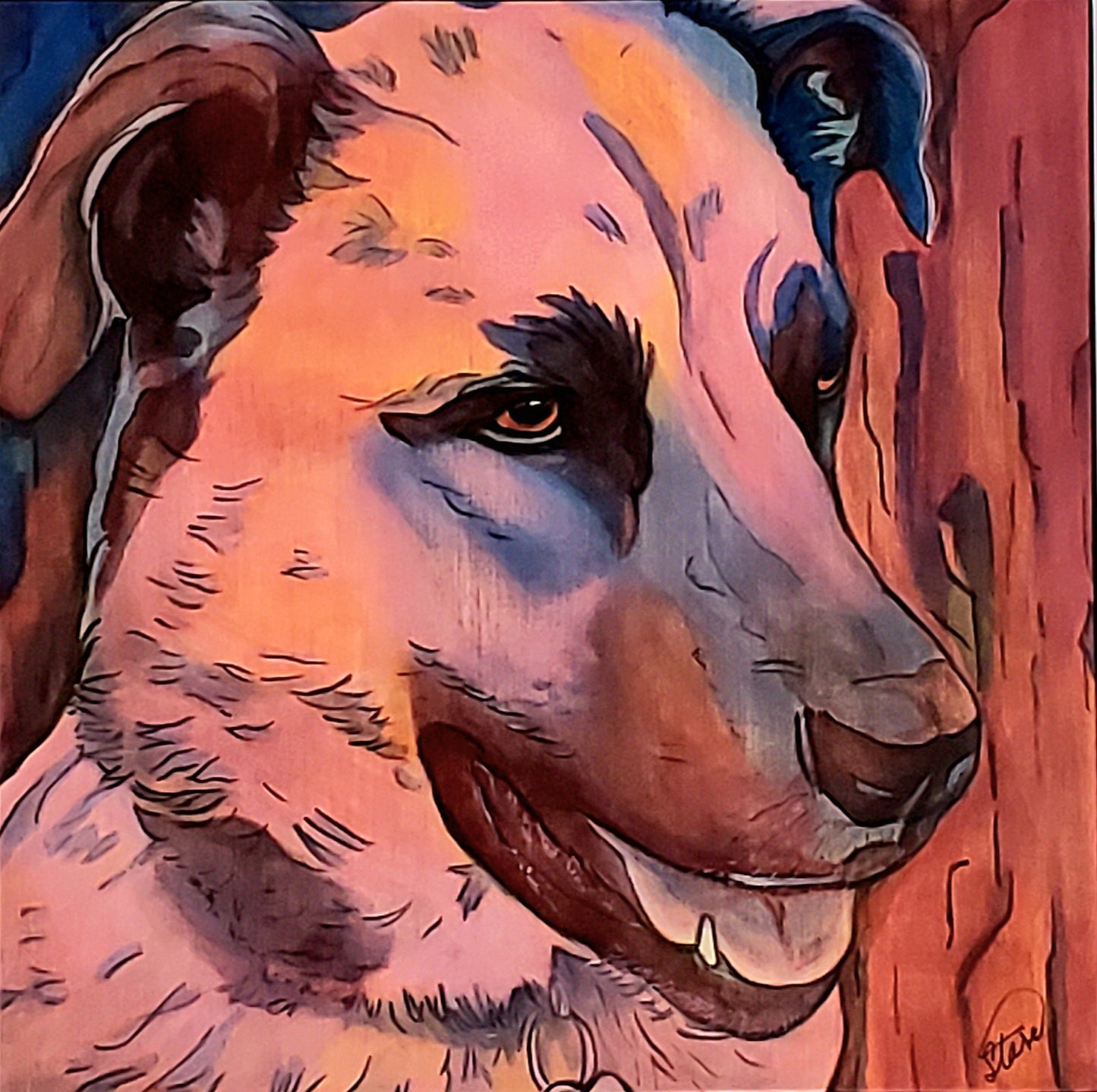 Custom Hand-Stained on Wood Pet Portrait
