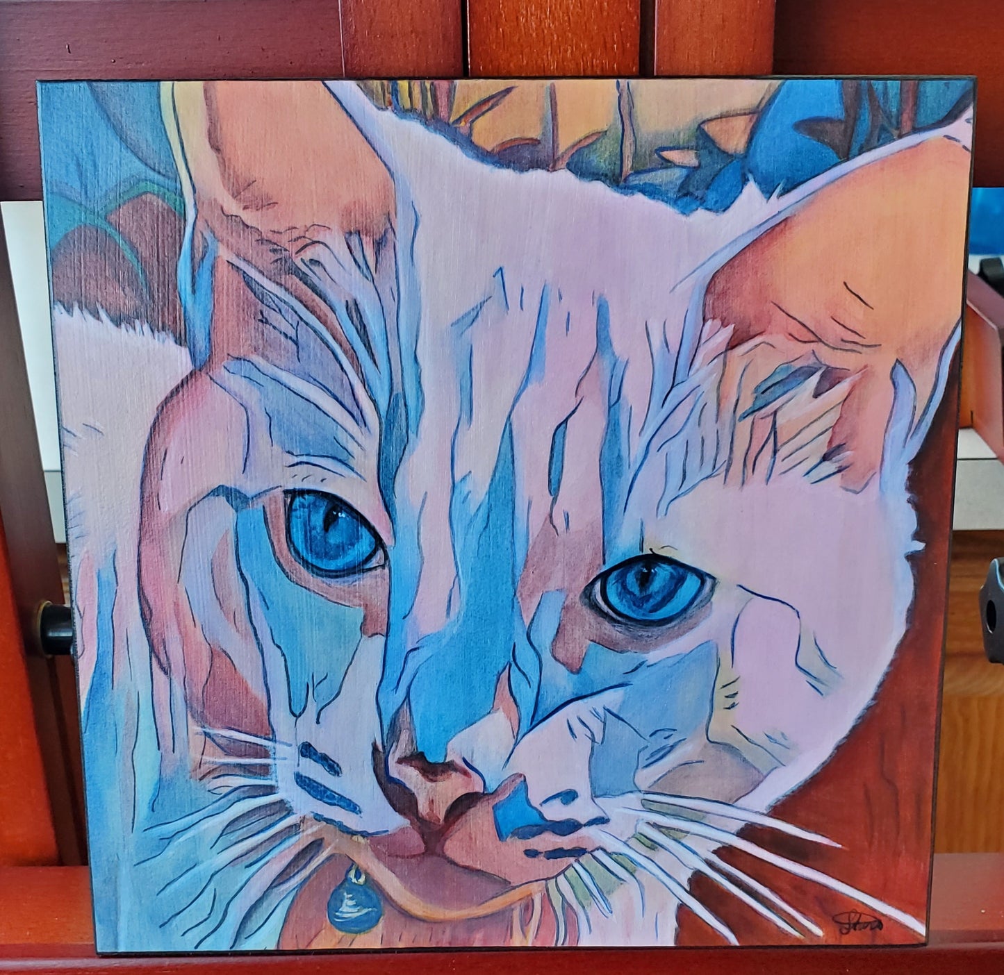 Custom Hand-Stained on Wood Pet Portrait